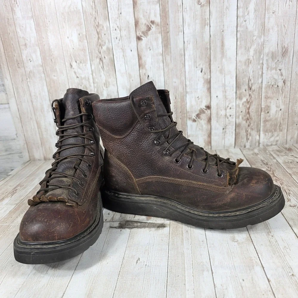 Cabelas‎ Mens Work Boots Size 8 1/2 EE Brown Leather Lace Up Vibram Sole
